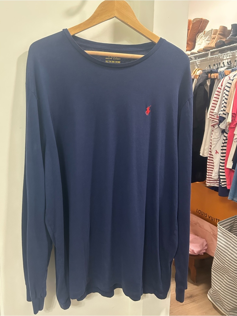 Polo by Ralph Lauren Navy Long-Sleeve Crewneck with Red Pony